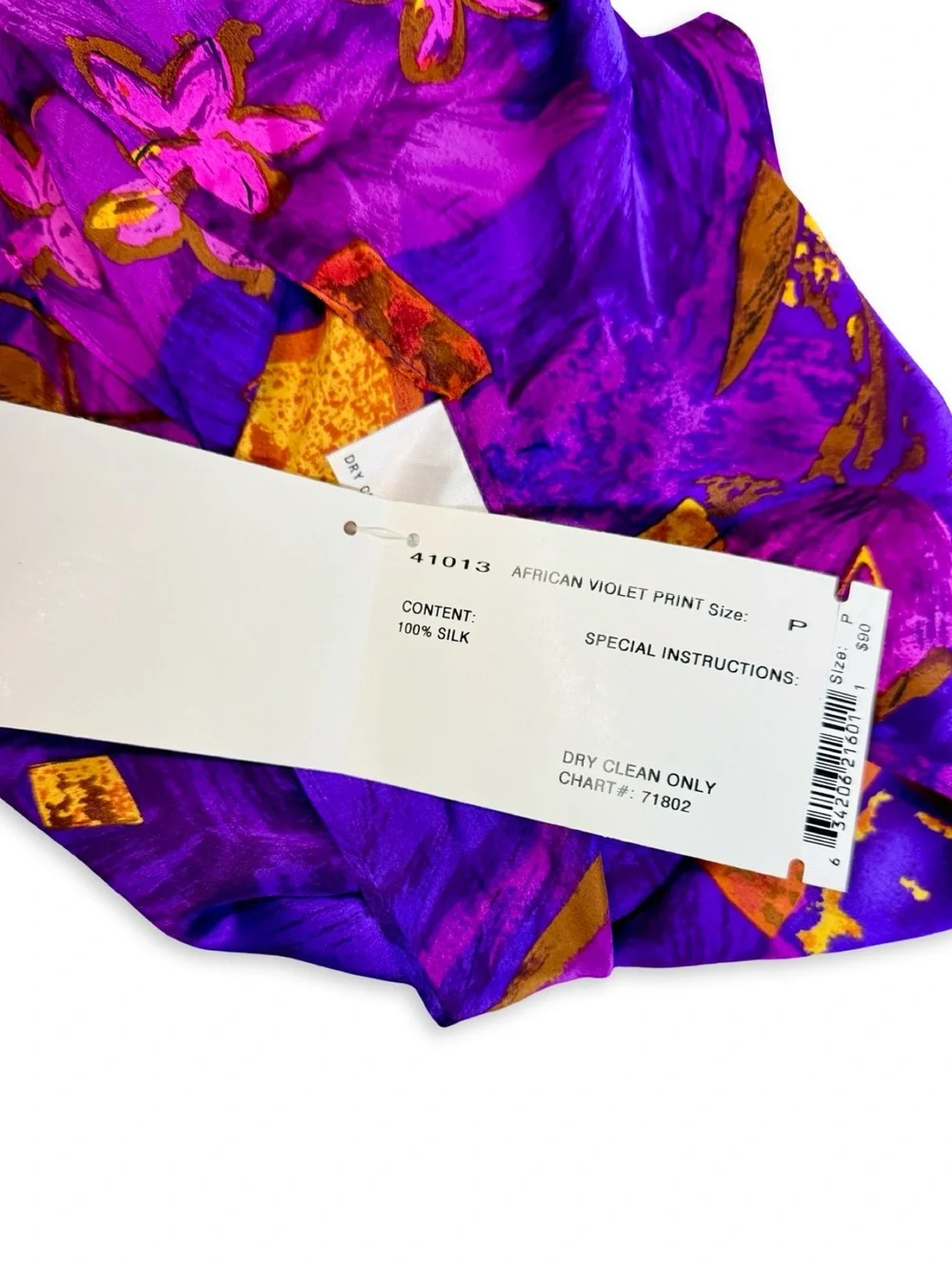 NWT Vintage St. John by Marie Gray 100% Silk Scarf Purple African Violet